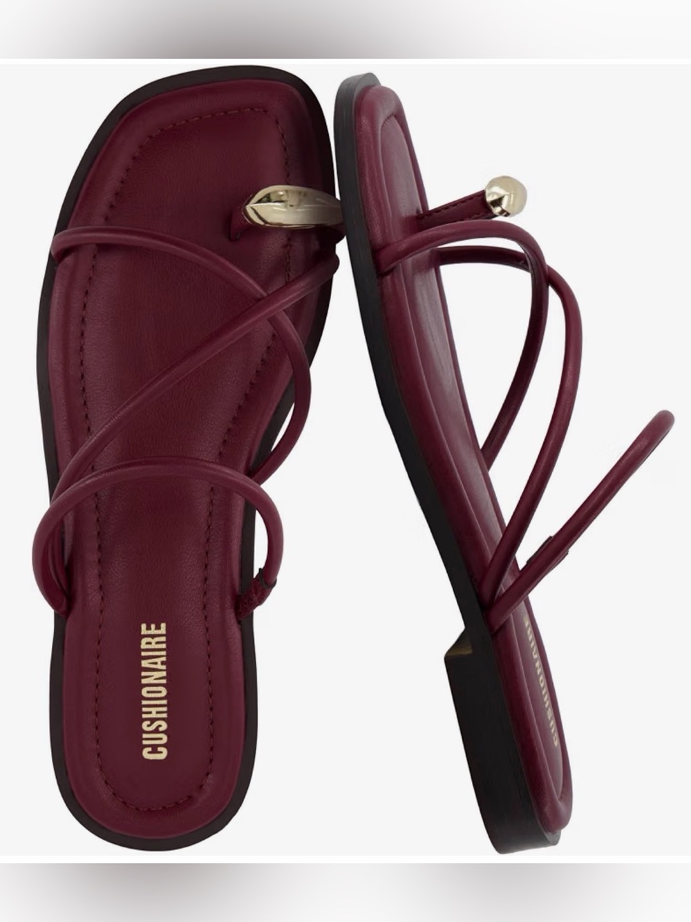 CUSHIONAIRE Venue Memory Foam Strappy Slip-On Slide Sandal Burgundy Women 8.5M
